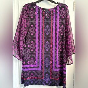 Style & Co Tunic Floral Bell Sleeves Midi or Mimi Dress, Size: XL